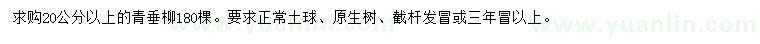 求購20公分以上青垂柳