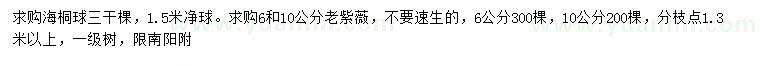求購海桐球、6、10公分老紫薇