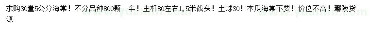 求購30量5公分海棠