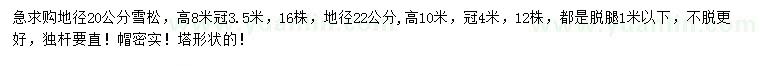 求購地徑20、22公分雪松