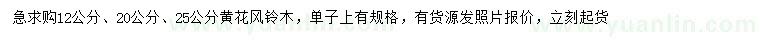 求購12、20、25公分黃花風(fēng)鈴木
