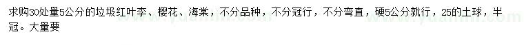 求購紅葉李、櫻花、海棠