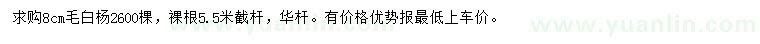 求購8公分毛白楊