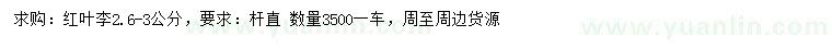 求購(gòu)2.6-3公分紅葉李