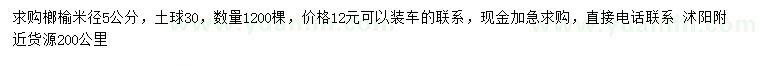 求購米徑5公分榔榆