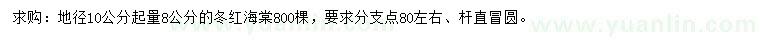 求購(gòu)地徑10公分起量8公分冬紅海棠