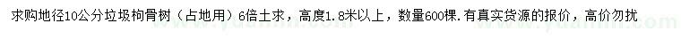 求購地徑10公分垃圾枸骨樹