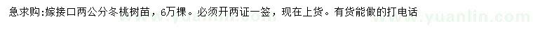 求購嫁接口2公分冬桃樹苗