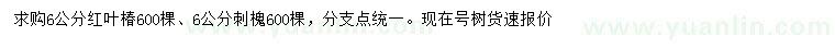 求購6公分紅葉椿、刺槐