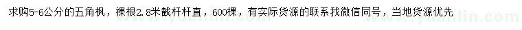 求購5-6公分五角楓