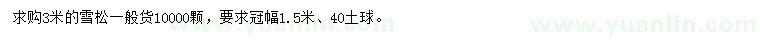 求購3米雪松