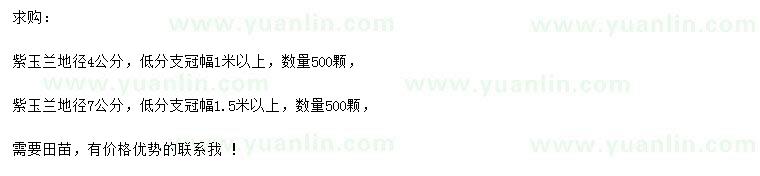 求購地徑4、7公分紫玉蘭