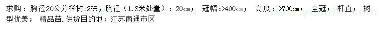 求購1.3米量胸徑20公分櫸樹(shù)