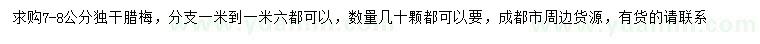 求購7-8公分獨干臘梅