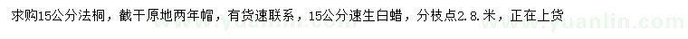 求購15公分法桐、速生白蠟