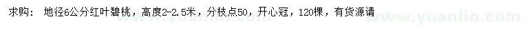 求購地徑6公分紅葉碧桃
