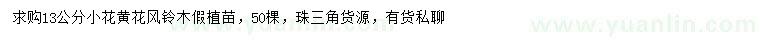 求購13公分黃花風(fēng)鈴木假植苗