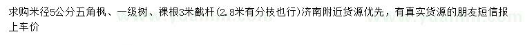 求購米徑5公分五角楓