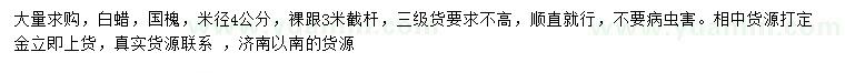 求購(gòu)米徑4公分國(guó)槐、白蠟