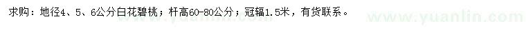 求購(gòu)地徑4、5、6公分白花碧桃