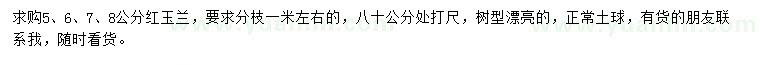 求購5、6、7、8公分紅玉蘭