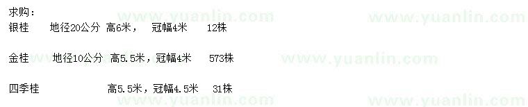 求購金桂、銀桂、四季桂