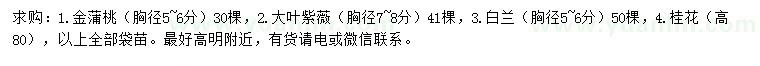 求購(gòu)金蒲桃、大葉紫薇、白蘭等