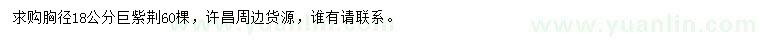 求購(gòu)胸徑18公分巨紫荊
