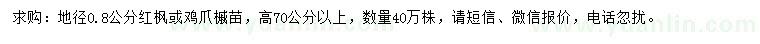 求購地徑0.8公分紅楓或雞爪槭