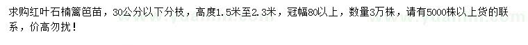 求購高1.5-2.3米紅葉石楠