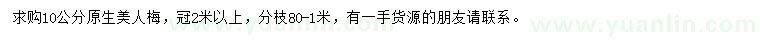 求購(gòu)10公分原生美人梅