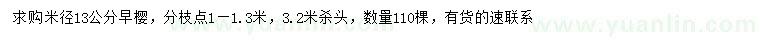 求購米徑13公分早櫻