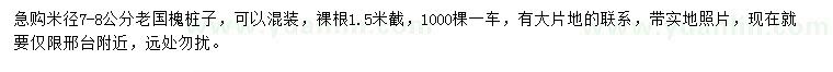 求購米徑7-8公分老國(guó)槐樁子