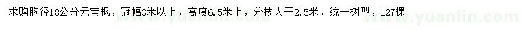求購胸徑18公分元寶楓