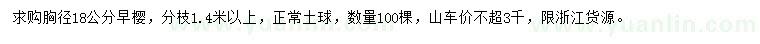 求購胸徑18公分早櫻