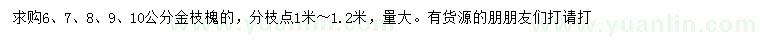 求購6、7、8、9、10公分金枝槐