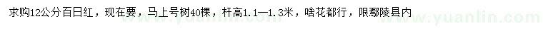 求購12公分百日紅