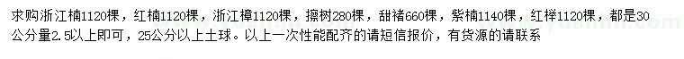 求購(gòu)浙江楠、紅楠、浙江樟等