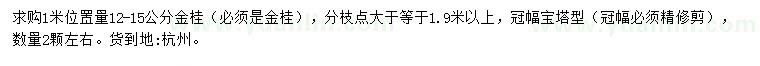 求購1米量12-15公分金桂
