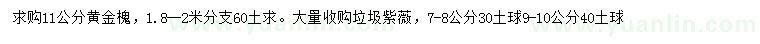 求購11公分黃金槐、7-8公分紫薇