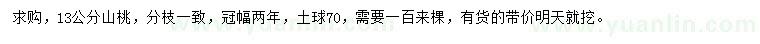 求購13公分山桃樹