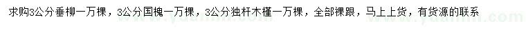 求購(gòu)垂柳、國(guó)槐、木槿