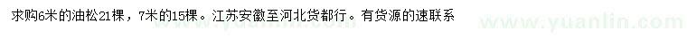 求購6、7米油松