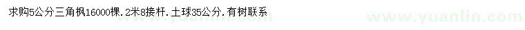 求購5公分三角楓