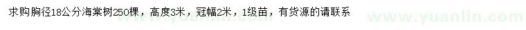 求購(gòu)胸徑18公分海棠樹