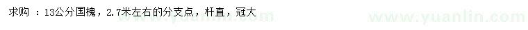求購(gòu)13公分國(guó)槐