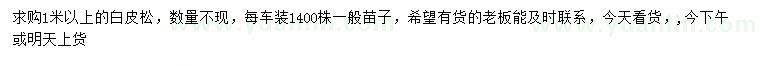 求購1米以上白皮松