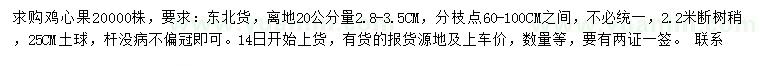 求購20量2.8-3公分雞心果