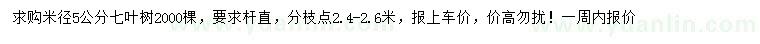 求購(gòu)米徑5公分七葉樹(shù)