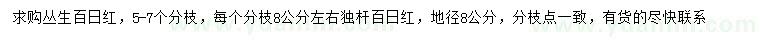 求購(gòu)5-7分枝叢生百日紅、地徑8公分百日紅